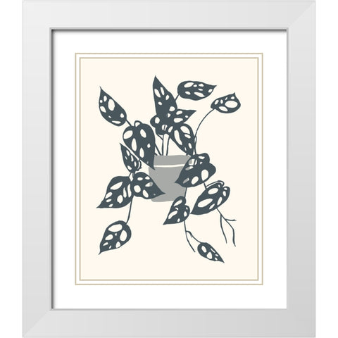 Growing Leaves IV White Modern Wood Framed Art Print with Double Matting by Wang, Melissa