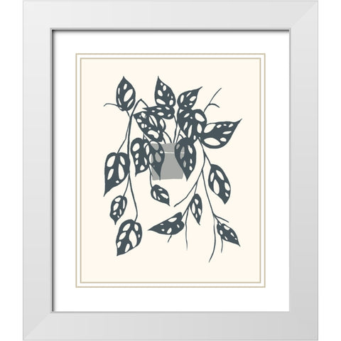 Growing Leaves V White Modern Wood Framed Art Print with Double Matting by Wang, Melissa