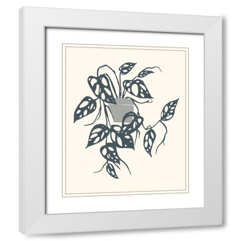 Growing Leaves VI White Modern Wood Framed Art Print with Double Matting by Wang, Melissa