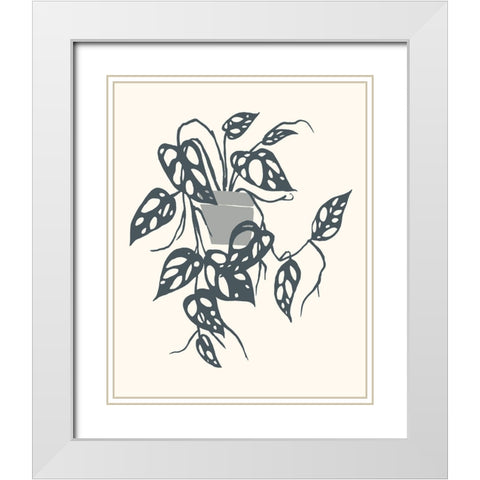 Growing Leaves VI White Modern Wood Framed Art Print with Double Matting by Wang, Melissa