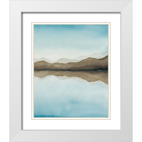Turquoise Reflections II White Modern Wood Framed Art Print with Double Matting by Popp, Grace