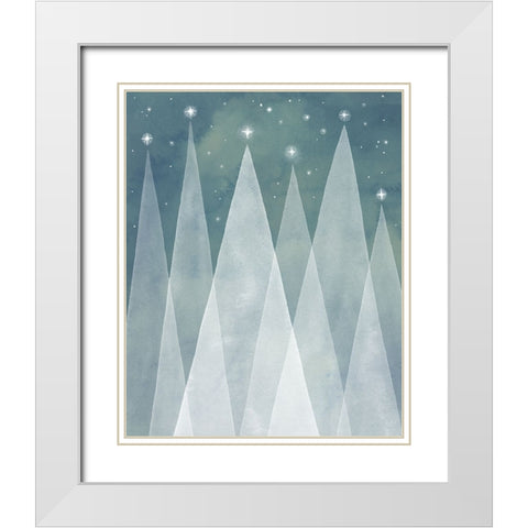 Mod Evergreens II White Modern Wood Framed Art Print with Double Matting by Popp, Grace