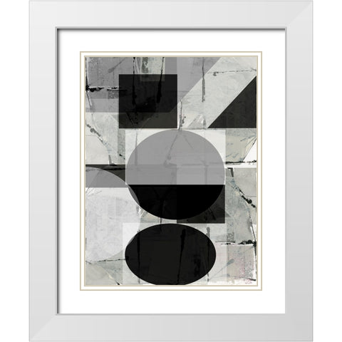 Abstract Neutrality II White Modern Wood Framed Art Print with Double Matting by Cartissi