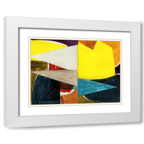 Jigsaw 1 White Modern Wood Framed Art Print with Double Matting by Cartissi
