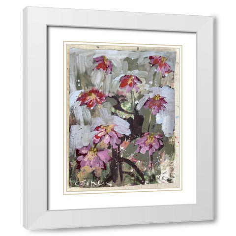 Zinnia I White Modern Wood Framed Art Print with Double Matting by Ferrell, Erin McGee