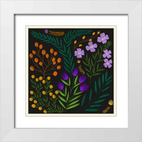 Botanical Play I White Modern Wood Framed Art Print with Double Matting by Moore, Regina