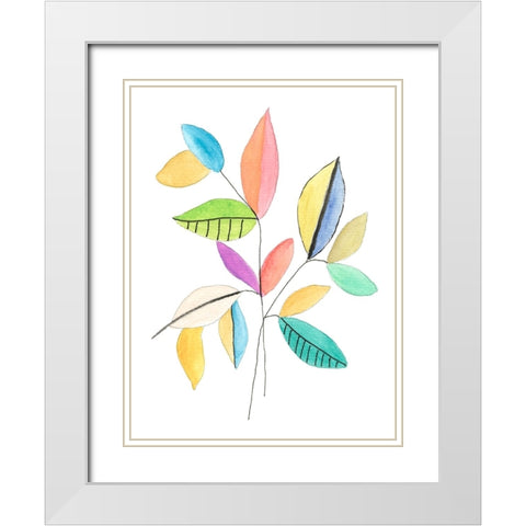 Color Pop Leaves I White Modern Wood Framed Art Print with Double Matting by Legner, Gayle Martin