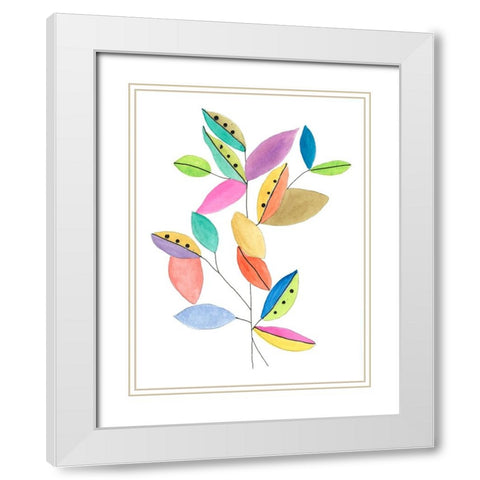 Color Pop Leaves II White Modern Wood Framed Art Print with Double Matting by Legner, Gayle Martin