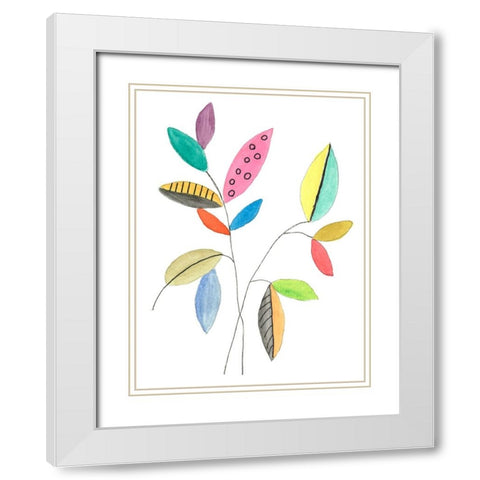 Color Pop Leaves III White Modern Wood Framed Art Print with Double Matting by Legner, Gayle Martin