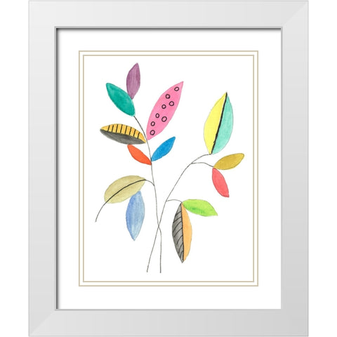 Color Pop Leaves III White Modern Wood Framed Art Print with Double Matting by Legner, Gayle Martin