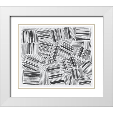 Quilted Pattern III White Modern Wood Framed Art Print with Double Matting by Galapon, Nikki