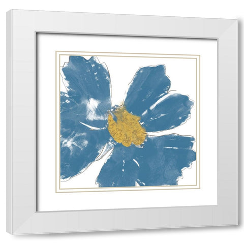 A Blue Greeting II White Modern Wood Framed Art Print with Double Matting by Saunders, Alonzo