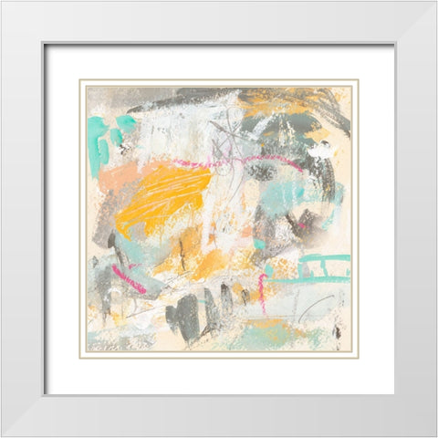 Orange Sunlight V White Modern Wood Framed Art Print with Double Matting by Wang, Melissa