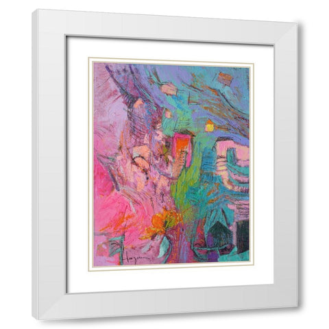 My Pink House White Modern Wood Framed Art Print with Double Matting by Fagan, Dorothy