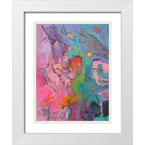My Pink House White Modern Wood Framed Art Print with Double Matting by Fagan, Dorothy