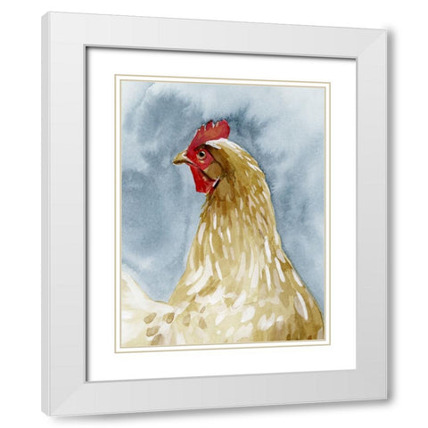 Chicken Portrait I White Modern Wood Framed Art Print with Double Matting by Caroline, Emma