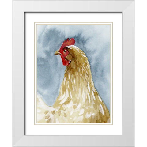 Chicken Portrait I White Modern Wood Framed Art Print with Double Matting by Caroline, Emma