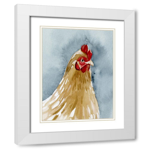 Chicken Portrait II White Modern Wood Framed Art Print with Double Matting by Caroline, Emma
