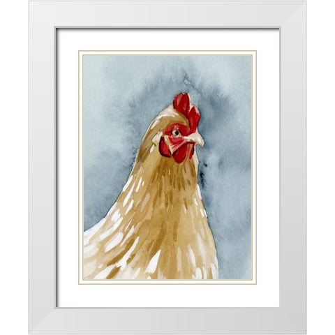Chicken Portrait II White Modern Wood Framed Art Print with Double Matting by Caroline, Emma