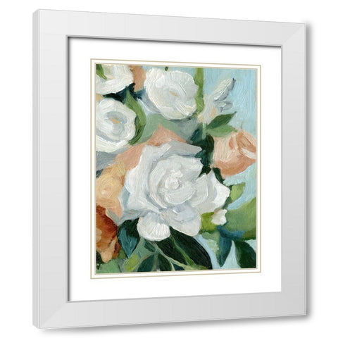 Bouquet Scatter I White Modern Wood Framed Art Print with Double Matting by Caroline, Emma