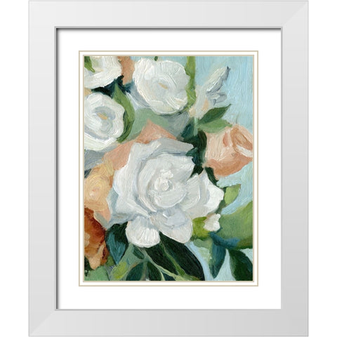 Bouquet Scatter I White Modern Wood Framed Art Print with Double Matting by Caroline, Emma