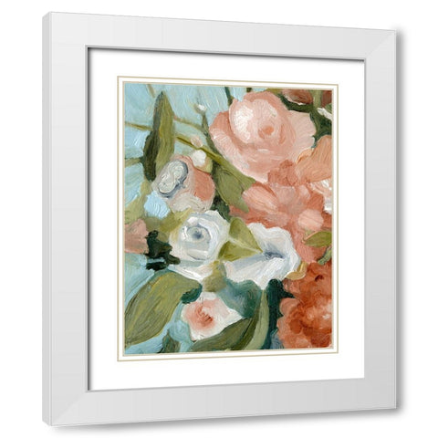 Bouquet Scatter II White Modern Wood Framed Art Print with Double Matting by Caroline, Emma