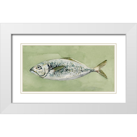Green Sea Swimmer II White Modern Wood Framed Art Print with Double Matting by Caroline, Emma