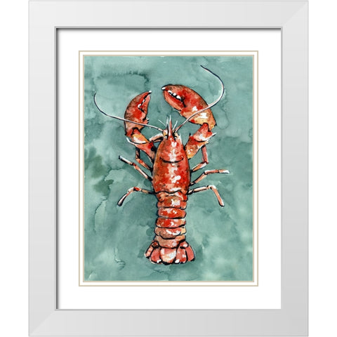 Aquatic Lobster I White Modern Wood Framed Art Print with Double Matting by Caroline, Emma