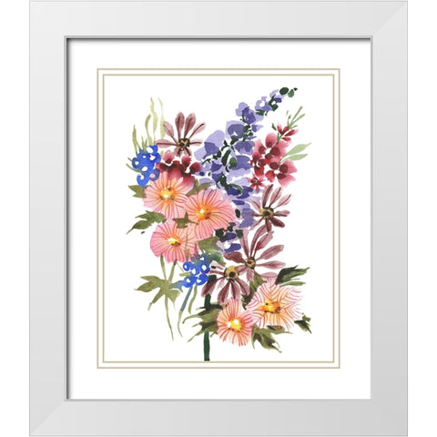 Garden Bouquets III White Modern Wood Framed Art Print with Double Matting by Zwara, Ania