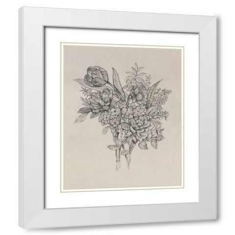Floral Bouquet I White Modern Wood Framed Art Print with Double Matting by OToole, Tim