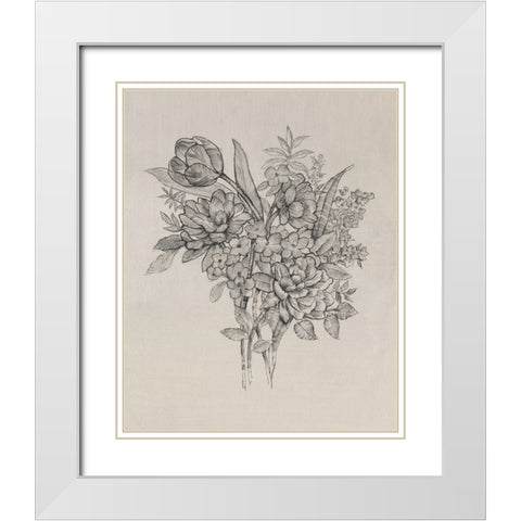 Floral Bouquet I White Modern Wood Framed Art Print with Double Matting by OToole, Tim