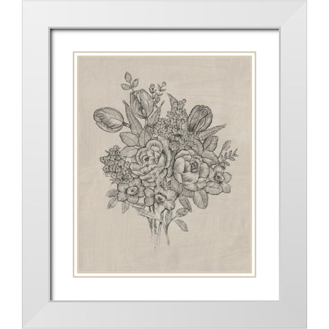 Floral Bouquet II White Modern Wood Framed Art Print with Double Matting by OToole, Tim