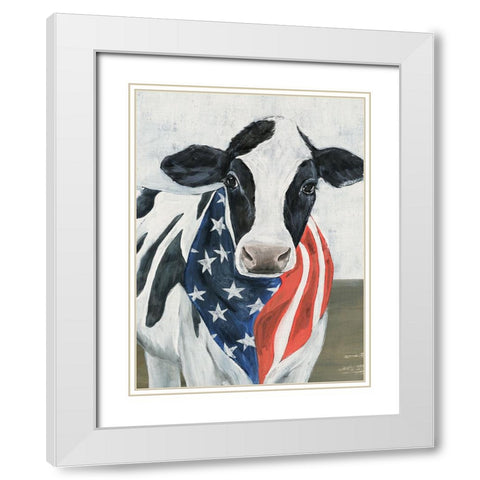 American Cow II White Modern Wood Framed Art Print with Double Matting by Warren, Annie