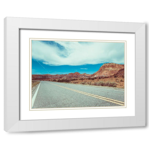 New Mexico Drive I White Modern Wood Framed Art Print with Double Matting by Quintero, Sonja