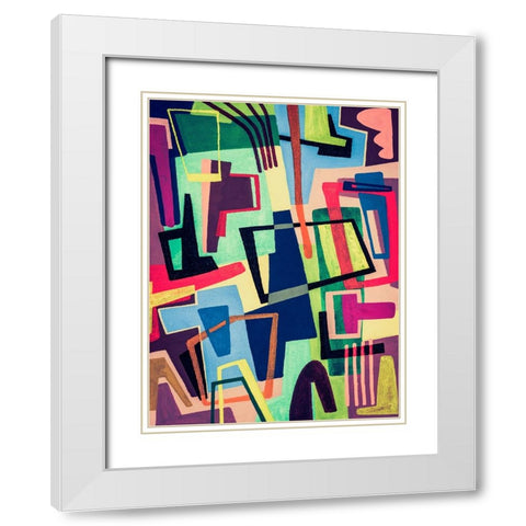 Connected Colors II White Modern Wood Framed Art Print with Double Matting by Galapon, Nikki