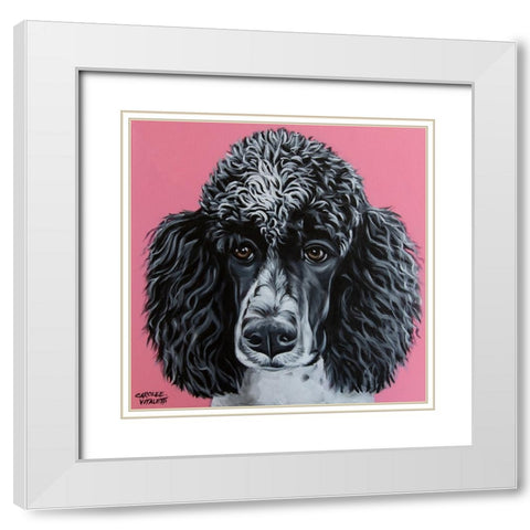 Black Poodle White Modern Wood Framed Art Print with Double Matting by Vitaletti, Carolee