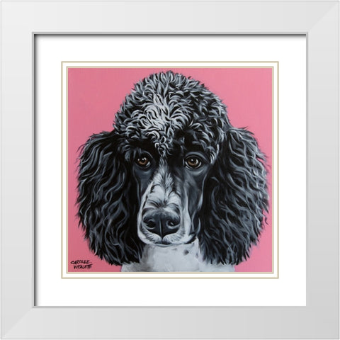 Black Poodle White Modern Wood Framed Art Print with Double Matting by Vitaletti, Carolee