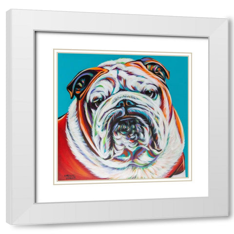 Colorful Bulldog White Modern Wood Framed Art Print with Double Matting by Vitaletti, Carolee