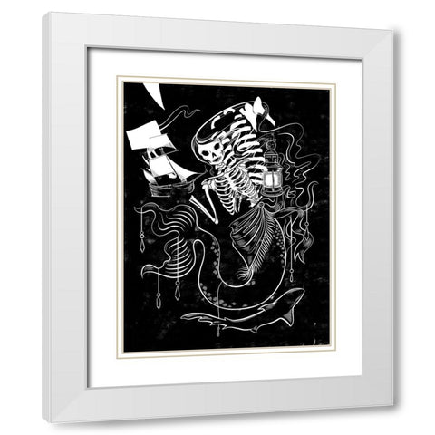 Pirate Mermaids I White Modern Wood Framed Art Print with Double Matting by Marr, Laura