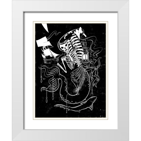 Pirate Mermaids I White Modern Wood Framed Art Print with Double Matting by Marr, Laura