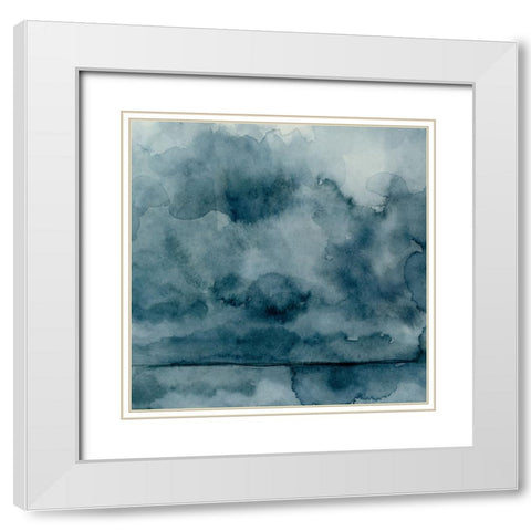 Amorphous Blue II White Modern Wood Framed Art Print with Double Matting by Caroline, Emma