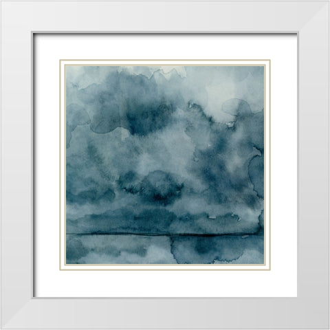 Amorphous Blue II White Modern Wood Framed Art Print with Double Matting by Caroline, Emma