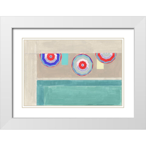 By the Pool II White Modern Wood Framed Art Print with Double Matting by Cartissi