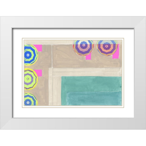 By the Pool III White Modern Wood Framed Art Print with Double Matting by Cartissi