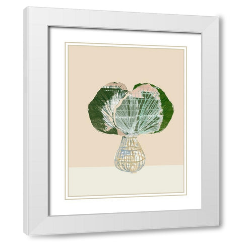 Woven Tropical Leaf I White Modern Wood Framed Art Print with Double Matting by Cartissi