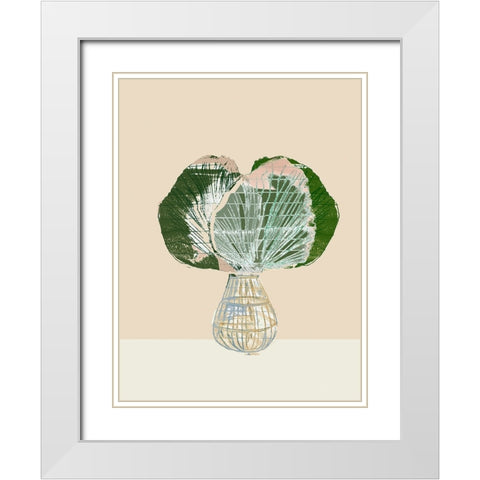 Woven Tropical Leaf I White Modern Wood Framed Art Print with Double Matting by Cartissi