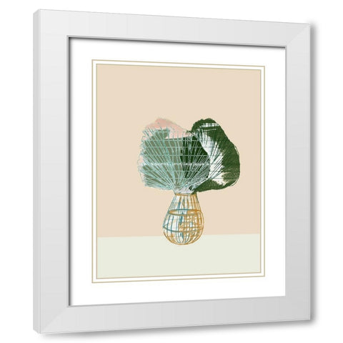 Woven Tropical Leaf II White Modern Wood Framed Art Print with Double Matting by Cartissi