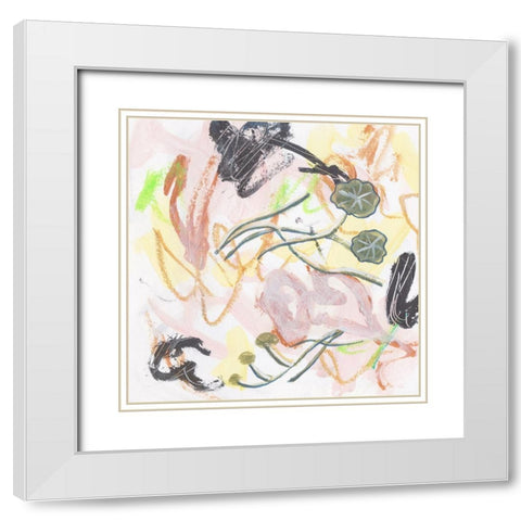 Chartreuse V White Modern Wood Framed Art Print with Double Matting by Wang, Melissa