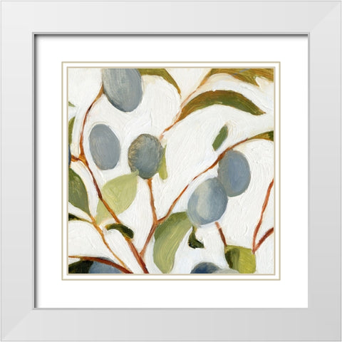 Olives on the Branch II White Modern Wood Framed Art Print with Double Matting by Caroline, Emma