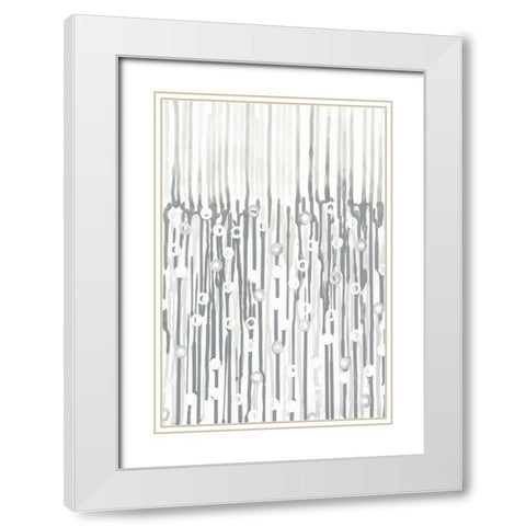 Silver Rain I White Modern Wood Framed Art Print with Double Matting by Lam, Vanna